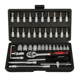 Juego Llaves De Vaso y Puntas 1/4" 46 piezas. Con Apartador. Cromo Vanadio, Kit Llave Combinada, Kit Carraca,