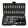 Juego Llaves De Vaso y Puntas 1/4" 46 piezas. Con Apartador. Cromo Vanadio, Kit Llave Combinada, Kit Carraca,