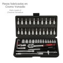 Juego Llaves De Vaso y Puntas 1/4" 46 piezas. Con Apartador. Cromo Vanadio, Kit Llave Combinada, Kit Carraca,
