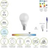Bombilla Led Esfera Rosca E14. 6.5 Watt. Equivale A 55 Watt. 806 Lúmenes. Luz Fría 6500º K.