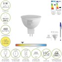 Bombilla Led Dicroica Rosca GU 5.3 / MR16. 5 Watt. Equivale A 40 Watt. 405 Lúmenes. Luz Cálida (3000º K.)