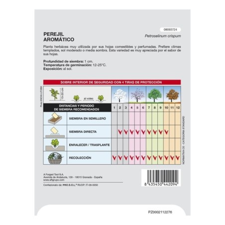 Semillas Aromáticas Perejil Aromático (8 gramos) Horticultura, Hortícola, Semillas Huerto.