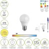 Bombilla Led Esférica Rosca E27 4.5 Watt. Equivale A 55 Watt. 470 Lúmenes. Luz Cálida (2700º K.)