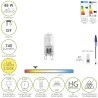 Bombilla Halógena G-9. 48 W. 460 lúmenes. Luz cálida (3.000º K)