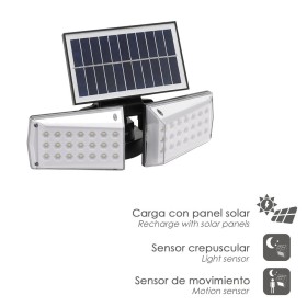 Aplique Solar Led Doble Con Sensor de Movimiento / Crepuscular 450 Lúmenes. protección IP65