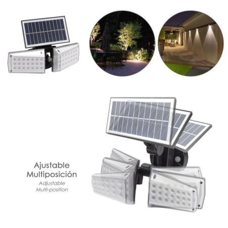 Aplique Solar Led Doble Con Sensor de Movimiento / Crepuscular 450 Lúmenes. protección IP65