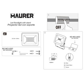 Foco Led Plano Potencia 300 Watt. 24000 Lúmenes. Luz blanca 4000K protección IP65. Cuerpo Aluminio. Foco Exteriores/Interiores
