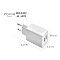 Cargador USB Dos Tomas 2.1 Amperios. 5 V. Adaptador Enchufe USB Cargador USB de Pared, Android, IPhone, Smartphones, Tablet.