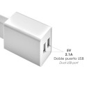 Cargador USB Dos Tomas 2.1 Amperios. 5 V. Adaptador Enchufe USB Cargador USB de Pared, Android, IPhone, Smartphones, Tablet.