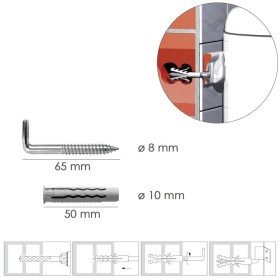 Kit Sanitario Alcayata Con Taco Diámetro 10 x 50 mm. Fijación Calentadores / Termos De Agua