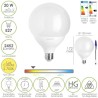Bombilla Led Globo E27. 20 Watt. Equivale A 150 Watt. 2452 Lúmenes. Luz Cálida 2700º K.