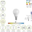 Bombilla Led Esférica Rosca E14 4.5 Watt. Equivale A 35 Watt. 470 Lúmenes. Luz Neutra (4000º K)