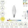 Bombilla Led Vela E14. 2,5 Watt. Equivale A 20 Watt. 250 Lúmenes. Luz Cálida 2700º K.