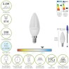 Bombilla Led Vela E14. 2,5 Watt. Equivale A 20 Watt. 250 Lúmenes. Luz Fría 6500º K.