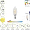 Bombilla Led Filamento Vela Twist. E14. 4,5 Watt. Equivale A 35 Watt. 470 Lúmenes. Luz Cálida 2700º K.