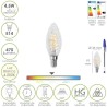 Bombilla Led Filamento Vela Twist. E14. 4,5 Watt. Equivale A 35 Watt. 470 Lúmenes. Luz Neutra 4000º K.