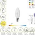 Bombilla Led Filamento Vela Esmerilada E14. 4,5 Watt. Equivale A 35 Watt. 470 Lúmenes. Luz Cálida 2700º K.