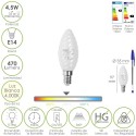 Bombilla Led Filamento Vela Esmerilada E14. 4,5 Watt. Equivale A 35 Watt. 470 Lúmenes. Luz Neutra 4000º K.