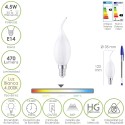 Bombilla Led Filamento Vela Llama Esmerilada E14. 4,5 Watt. Equivale A 35 Watt. 470 Lúmenes. Luz Neutra 4000º K.