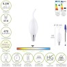 Bombilla Led Filamento Vela Llama Esmerilada E14. 4,5 Watt. Equivale A 35 Watt. 470 Lúmenes. Luz Neutra 4000º K.