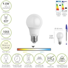 Bombilla Led Estándar Rosca E27. 9.5 Watt. Equivale A 75 Watt. 1055 Lúmenes. Luz Neutra (4000º K.)