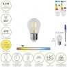 Bombilla Led Filamento Esfera Rosca E27. 4,5 Watt. Equivale A 35 Watt. 470 Lúmenes. Luz Cálida 2700º K.