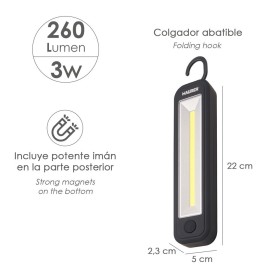 Linterna LED Profesional A Pilas (4 AA) 260 Lúmenes 3 Watt. Con Imán y Colgador
