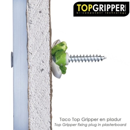 Blíster Tacos Topgripper Bimaterial Con Tornillos Diámetro 5 mm. 50 Piezas Taco Anclaje Universal, Taco Hormigón, Taco Pladur,