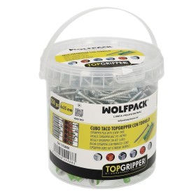 Cubo Tacos Topgripper Bimaterial Con Tornillos Diámetro 6 mm. 250 Piezas Taco Anclaje Universal, Taco Hormigón, Taco Pladur