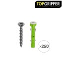 Cubo Tacos Topgripper Bimaterial Con Tornillos Diámetro 6 mm. 250 Piezas Taco Anclaje Universal, Taco Hormigón, Yeso