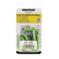 Blíster Tacos Topgripper Bimaterial Con Tornillos Diámetro 8 mm. 20 Piezas Taco Anclaje Universal, Para Hormigón, Yeso