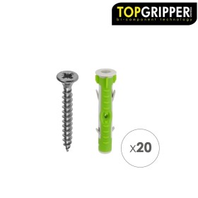 Blíster Tacos Topgripper Bimaterial Con Tornillos Diámetro 8 mm. 20 Piezas Taco Anclaje Universal, Taco Hormigón, Taco Pladur