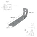 Soporte Para Madera Con Angulo Reforzado 65x88x285 mm. Conector Angular, Escuadra Fijación