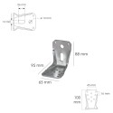 Soporte Para Madera Con Angulo Reforzado 65x88x95 mm. Conector Angular, Escuadra Fijación