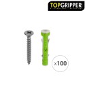 Cubo Tacos Topgripper Bimaterial Con Tornillos Diámetro 8 mm. 100 Piezas Taco Anclaje Universal, Taco Hormigón, Yeso