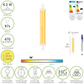 Bombilla Led Rosca R7s 4.2 Watt. Equivale A 25 Watt. 470 Lúmenes. Luz Cálida (3000º K.)