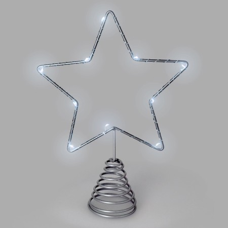 Guirnalda Adorno Luces Navidad Estrella Árbol Navidad Luz Blanco Frio. 10 Leds. Uso Interno protección IP20. 2 Baterías AA