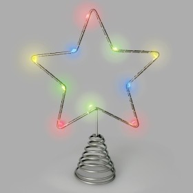 Guirnalda Adorno Luces Navidad Estrella Árbol Navidad Luz Multicolor. 10 Leds. Uso Interno protección IP20. 2 Baterías AA