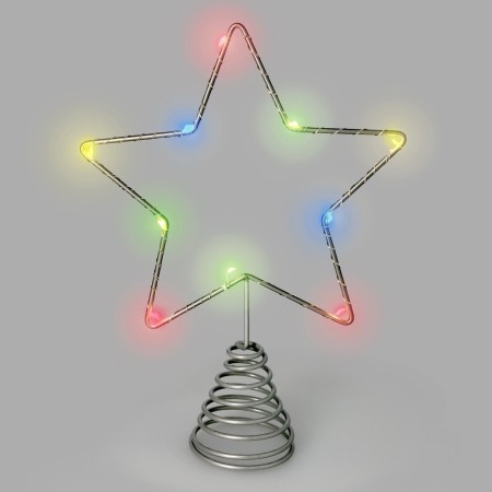 Guirnalda Adorno Luces Navidad Estrella Árbol Navidad Luz Multicolor. 10 Leds. Uso Interno protección IP20. 2 Baterías AA