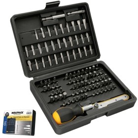 Juego Puntas con Destornillador 1/4" 99 piezas. Con Apartador. Cromo Vanadio, Kit Llave Combinada, Kit Carraca,