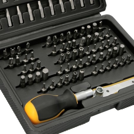 Juego Puntas con Destornillador 1/4" 99 piezas. Con Apartador. Cromo Vanadio, Kit Llave Combinada, Kit Carraca,