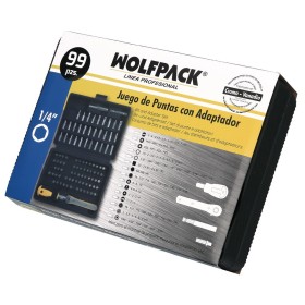 Juego Puntas con Destornillador 1/4" 99 piezas. Con Apartador. Cromo Vanadio, Kit Llave Combinada, Kit Carraca,