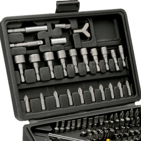 Juego Puntas con Destornillador 1/4 122 Pzs. Con Apadtador. Cromo Vanadio, Kit Llave Combinada, Kit Carraca,