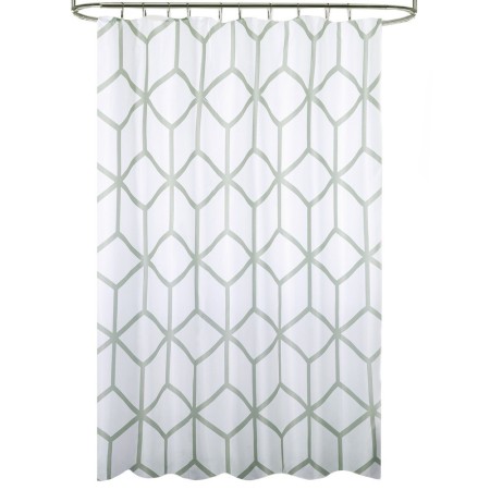 Cortina Ducha Tela Geometría 180 x 200 cm. Cortina baño, Cortina Tela Impermeable Con Anillas