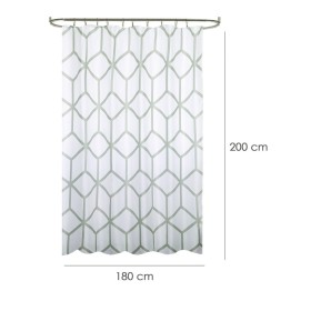 Cortina Ducha Tela Geometría 180 x 200 cm. Cortina baño, Cortina Tela Impermeable Con Anillas