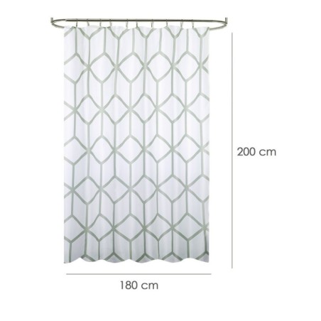 Cortina Ducha Tela Geometría 180 x 200 cm. Cortina baño, Cortina Tela Impermeable Con Anillas