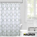 Cortina Ducha Tela Geometría 180 x 200 cm. Cortina baño, Cortina Tela Impermeable Con Anillas