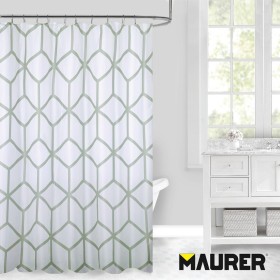 Cortina Ducha Tela Geometría 180 x 200 cm. Cortina baño, Cortina Tela Impermeable Con Anillas