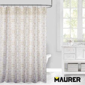 Cortina Ducha Tela Geometría Rosoni 180 x 200 cm. Cortina baño, Cortina Tela Impermeable Con Anillas