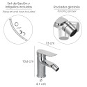 Monomando Bidé "Hamburgo" Grifo Baño, Grifo Encimera, Grifo Cocina, Grifo Mezclador. Cartucho Cerámico Diámetro 35 mm.